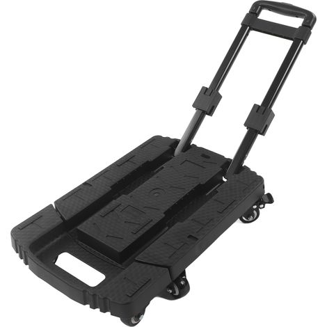 Chariot de transport pliable 200kg, diable robuste à 6 roues, plateforme extensible pour valises, poussette et siège auto, caddie de voyage multifonction (1/5)