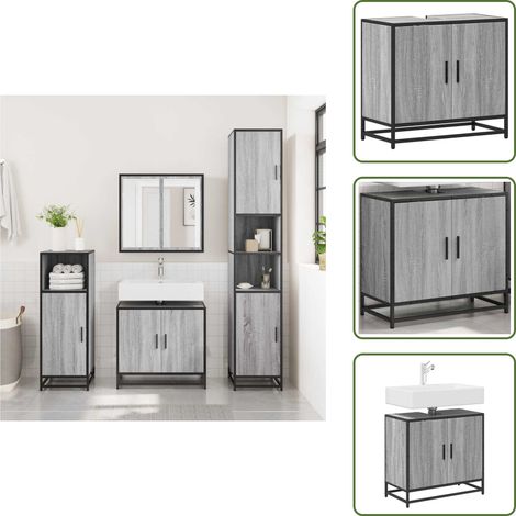 vidaXL Armoire de lavabo de salle de bain sonoma gris 65x33x60 cm