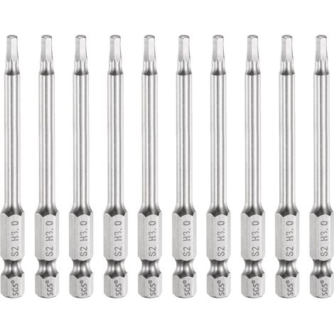 10Pcs Embout Tournevis À Tête H3 1/4" Tige Hexagonale 75mm Long (1/5)