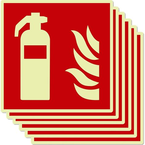 6 pièces Panneau Issue de Secours Flèche Droite PVC autocollant Panneaux de Sécurité Luminescence 29x13cm Panneau Sortie de Secours