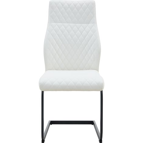 Ensemble salle à manger avec table ronde en verre trempé Ø85 cm et 2 chaises blanches en cuir PU avec dossier haut matelassé (1/5)