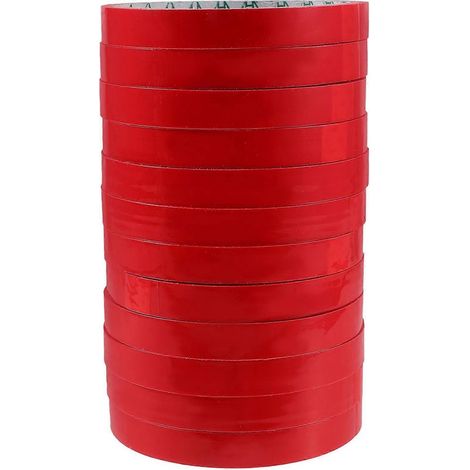 Packung mit 12 selbstklebenden Beutelverschlussbändern, kompatibel mit Beutelverschlussmaschinen und -verschließgeräten für Supermärkte. – 3000,00 x 1,20 x 0,10 cm – Rot (1/4)
