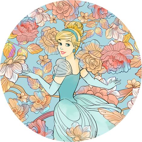 Papier peint rond auto-adhésif - Disney Cendrillon Pastel Dreams - Diamètre 125 cm (1/3)
