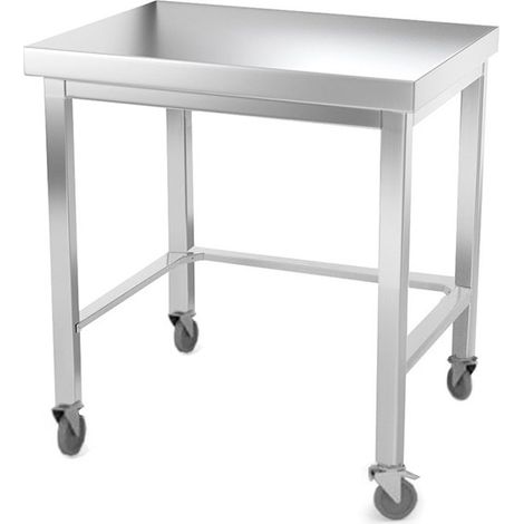 Table de travail en inox 500 x 500 mm avec renfort sur roulettes PREMIUM - GOLDINOX (1/4)