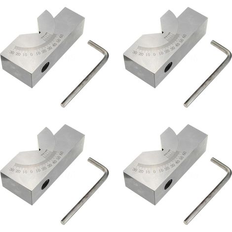 4Ensemble 75 X 25 X 36mm Précision Mini Angle Réglable Bloc V Fraisage 0 Degré à 60 Degrés (1/5)