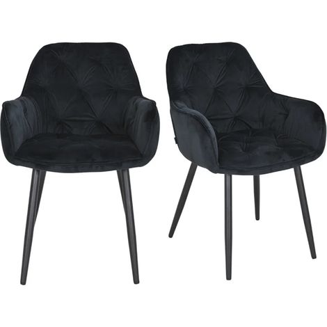 Lot 2 chaises en velours noir avec pieds en métal noir - STERN 2