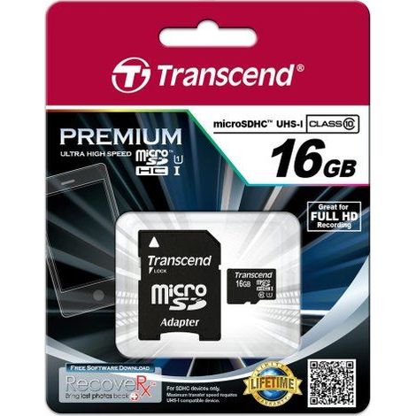 Transcend 16GB microSDHC Class 10 UHS-I 16 Go MLC Classe 10 (1/5)