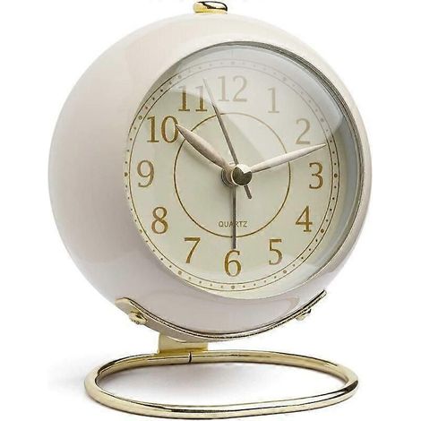 Montre Petite Tischuhr fr den Tisch, Vintage-Analog-Retro-Wecker ohne Ticken, moderne goldene Montre fr den Nachttisch im Schlafzimmer