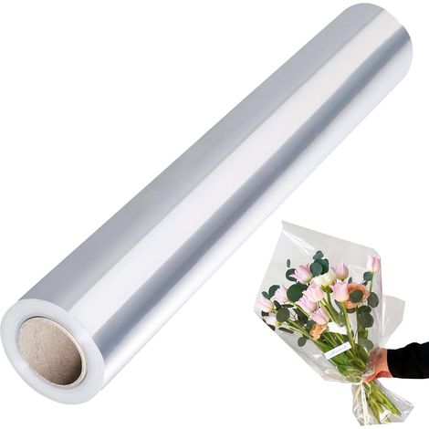 Papier d’emballage Transparent,80 cm x 30 m Papier cadeau transparent Cellophane transparent,pour Fleurs, Artisanat, Emballage Cadeau (1/5)
