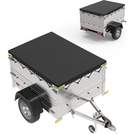 Trailer Tarpaulin, Flat Tarpaulin 258 x 136 x 10 cm, Reinforced PVC, Waterproof, Tear-proof, Ideal Tarpaulin for 750 kg, Car Tarpaulin and More, Black (1/5)