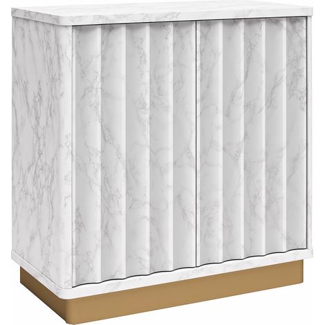 Armoire 2 portes en MDF peint – Finition faux marbre brillant – Étagères réglables – Design moderne pour espaces contemporains (1/5)