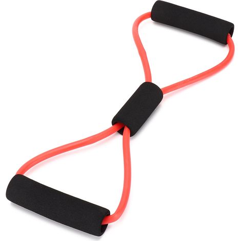 Corde de traction élastique en forme de 8 pour le fitness, l'extenseur de poitrine, le yoga et l'amincissement du corps (bande de tension rouge). (1/5)