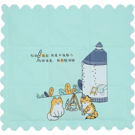 Tapis de refroidissement hygiénique et respirant, coussin de siège rafraîchissant à motif cartoon pour été, maison, dortoir, vert. (1/5)