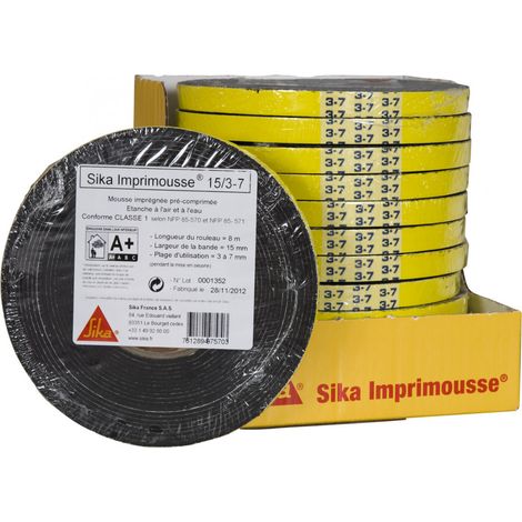 Sika – Mousse polyuréthane pré-comprimée 15x3x7mm – Étanchéité air et eau – Résistante aux UV et à l'humidité – Longueur 8m