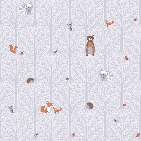 Children wallpaper wall Profhome 381191 non-woven wallpaper slightly textured with nature-inspired pattern matt grey white brown orange 5.33 m2 (57 ft2) (1/5)