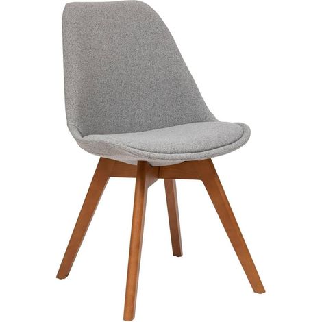 Créateur d'Intérieur - Chaise Baya Retro Grise - Tissu et Hêtre - Salle à manger, Cuisine, Bureau, Salon - Coussin intégré confortable (1/5)