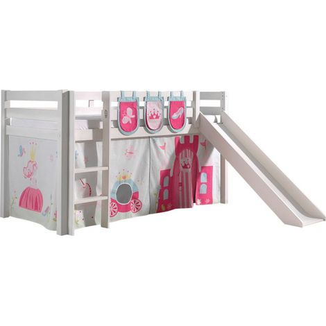 Pack - Lit Enfant Toboggan, Tente & 3 Pochettes "Pino Princesse" Blanc (1/5)