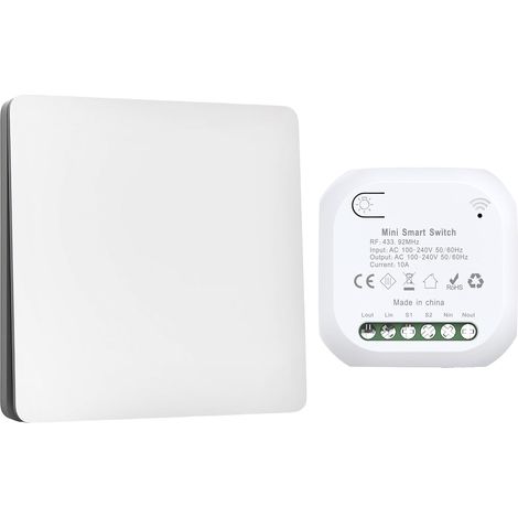 Wireless Light Switch Kit - RF Remote Control Switch No Batteries No Wiring Needed, Kinetic Energy IP55 Weatherproof Easy Install for Garden, Garage, Home (1/5)