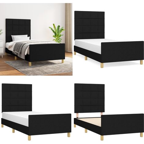 Bettgestell ohne Matratze Schwarz 90x200 cm Stoff - Bettstell - Doppelbett - Boxspringbetten - Lattenrost - Schlafzimmermöbel - Home & Living (1/5)