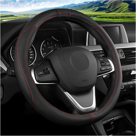 Funda para volante de coche, transpirable y antideslizante, de microfibra transpirable, para uso deportivo, accesorios interiores (negro)