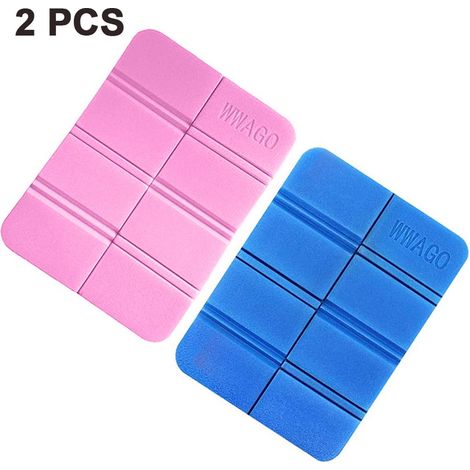 Lot de 2 Thermo Coussin d'Extérieur Pliable, Sitzunterlage de plein air des Enfants Sitzmatte, Imperméable à l'eau Aire de jeux Tapis, sentiers de Randonnée, Chasse, Accessoires de Jardin Stade(Rose + (1/5)