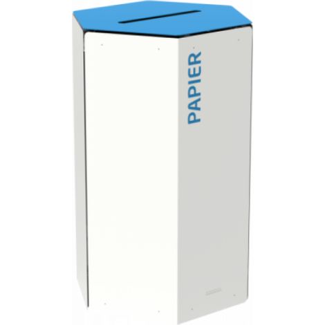 Corbeille de tri sélectif Hexatri, sans serrure - papier - 50l - blanc / bleu ciel - RAL 5015
