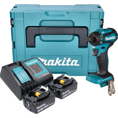 Makita DDF 083 SGJ Akku Bohrschrauber 18 V 40 Nm 1/4'' Brushless + 2x Akku 6,0 Ah + Ladegerät + Makpac