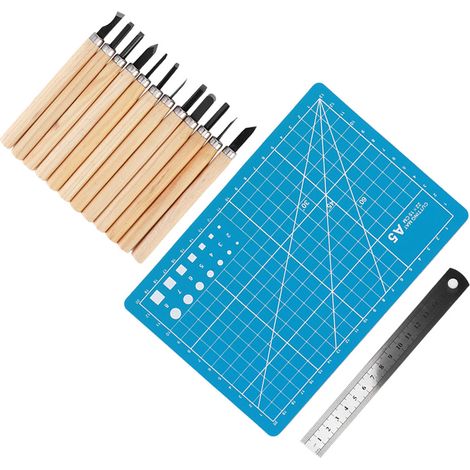 Outils de sculpture sur bois, burin, couteau haute dureté et résistance à l'usure, présentoir D2