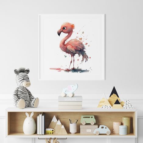 Poster / Affiche carrée Enfants - Flamant Rose - 50x50 cm (1/3)