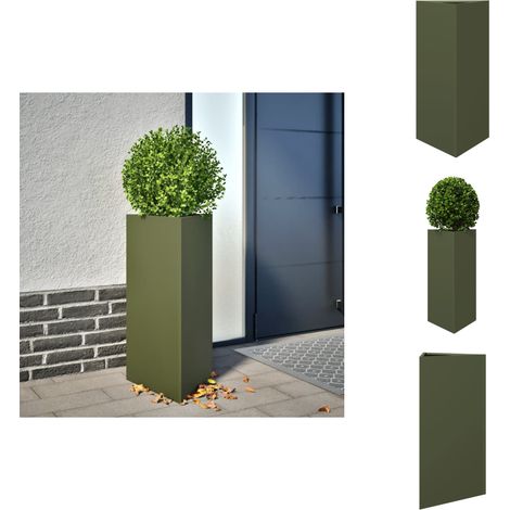 Jardinière vert olive triangulaire 40x34,5x70 cm acier - Jardinière - Jardinières - Jardinière D'extérieur - Jardinière De Patio (1/5)