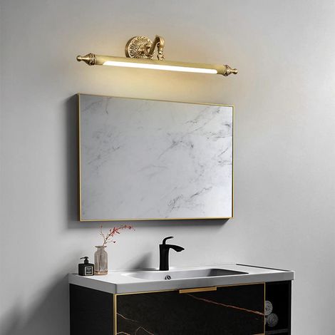 Applique Murale LED en cuivre for Miroir de Salle de Bain à lumière du Jour Neutre(Brass Gold(CCT: Soft White 3000K),7W/16.14inch) (1/4)
