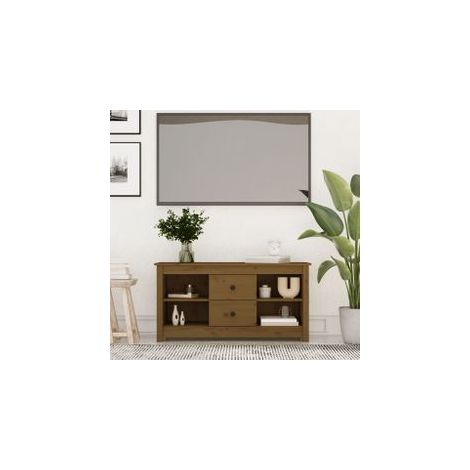 Meuble TV Marron miel 103x36,5x52 Bois de pin massif (1/5)