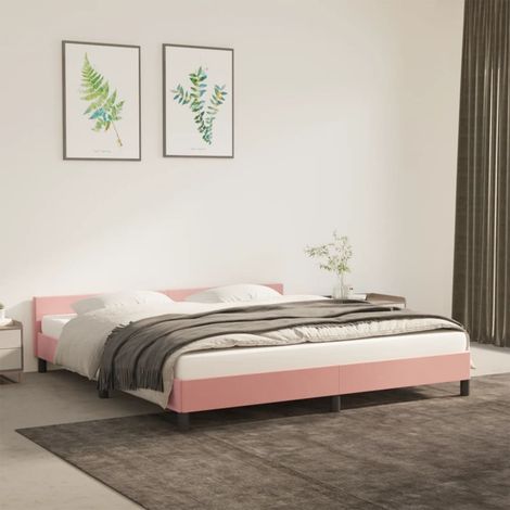 Lit adulte, Cadre de lit avec tête de lit, Structure de lit Rose 160x200 cm Velours CDE79932 (1/5)
