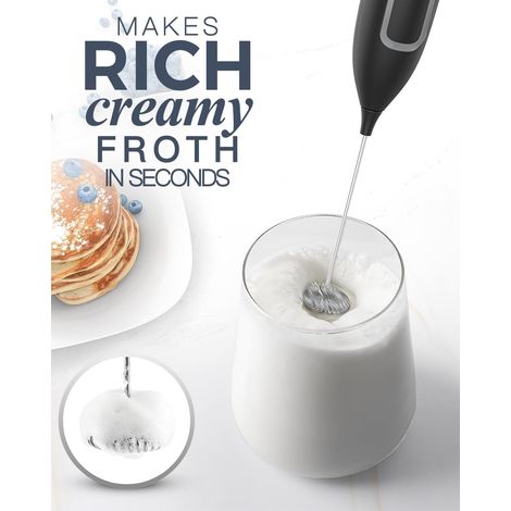 Schiumatore elettrico per latte, mini frusta in acciaio inox, motore extra potente e alimentato per caffè/latte/cappuccino/cioccolata calda (1/4)