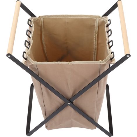 Égouttoir pliable, stabilité assurée, support de sac poubelle avec poignée en bois, sacs poubelle inclus, idéal pour les barbecues et le camping. (1/5)