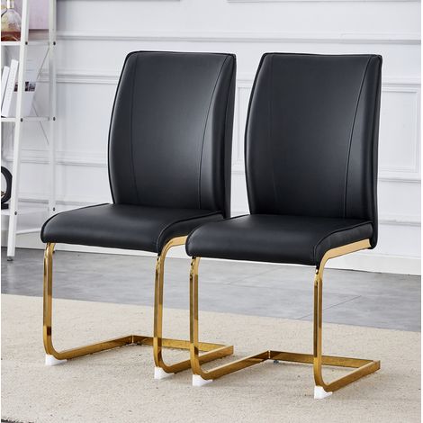 Sedie sala da pranzo in PU e metallo set 2 nero oro OKMYHOME (1/5)