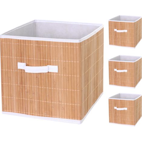 4x boîte de rangement pliable HWC-C21, bambou - nature (1/5)