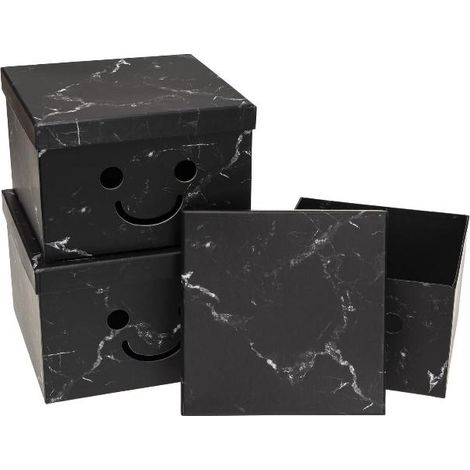 Caja de flores de 3 piezas con roseta negra Smile