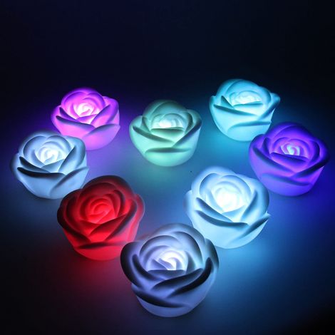 LED-Rosen-Lichterkette (flammenlos) – 4 Stück dekorative, farbenfrohe rosa LED-Lichter aus Kunststoff für Hochzeiten, Cafés, Bars und Partys (1/5)