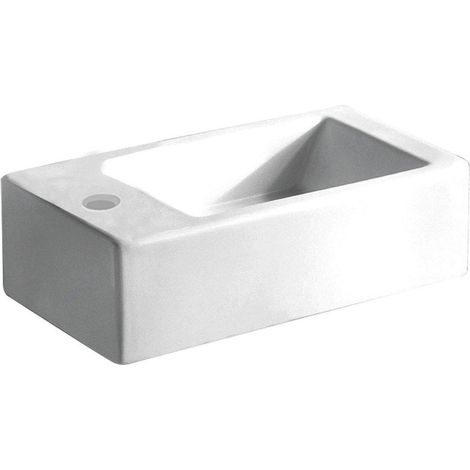 GO by Van Marcke Recto lave-mains rectangulaire 24,5x50x12 cm porcelaine 1 trou de robinet avec trop-plein blanc