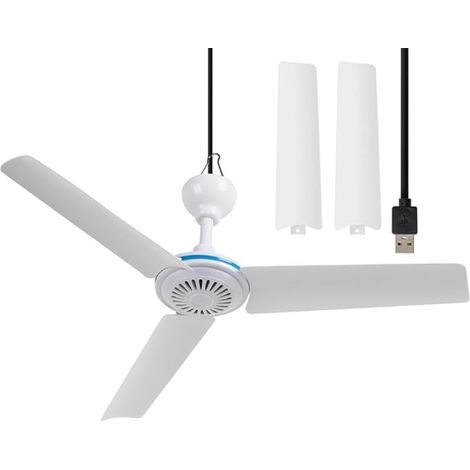 Petit Ventilateur de Plafond USB 19,7" Ventilateur de Plafond Portable pour Power Bank Intérieur et Extérieur Salle de Tour Table Bateau Cuisinier Voyage Tente Canopy Compartiment (1/5)