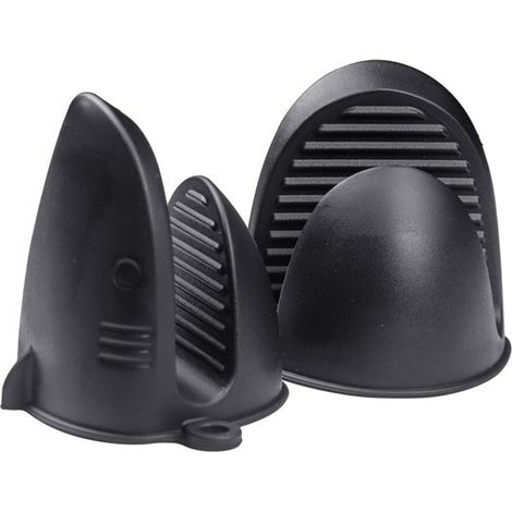 Silikon-Ofenhandschuhe, hitzebeständig, rutschfest, wasserdicht, perfekt zum Kochen, Backen und Grillen (schwarz)