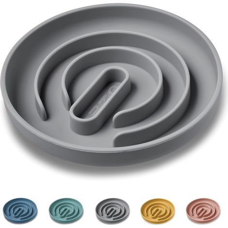Gamelle Anti Glouton en Silicone avec Fond Antidérapant et Ventouse gris
