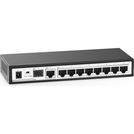 Commutateur Ethernet Gigabit 10 ports, 8 ports 100/1000 Mbps, 1 liaison montante Gigabit, 1 Gigabit SFP, prend en charge VLAN, sans ventilateur en métal non géré Plug and Play (1/5)
