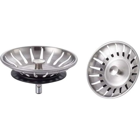 Bouchon d'évier de cuisine en acier inoxydable 2 pièces - Filtre d'évier universel (diamètre : 78 mm), bouchon d'évier avec 18 emplacements, grille anti-obstruction, panier d'évier à vidange rapide (1/5)