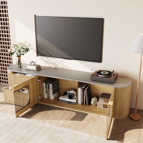 Mueble TV con vitrina de vidrio MDF 172 cm OKMYHOME (1/5)