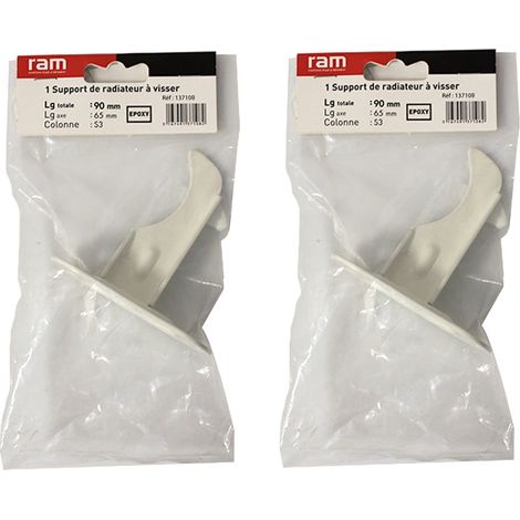 Lot de 2 supports à visser pour radiateur en fonte type rideau - longueur axe 65 mm - longueur totale 90 mm - Ram (1/3)