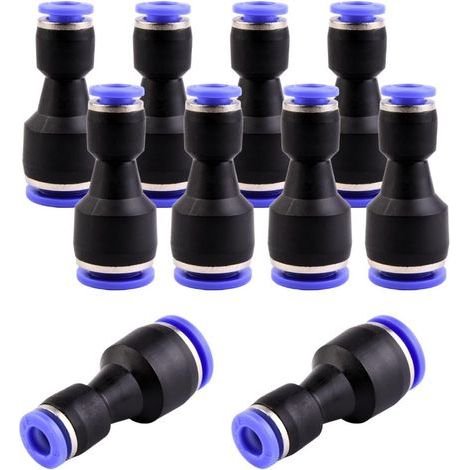 10 - Réducteur Pneumatique - Raccord Rapide - Conversion 10mm à 6mm Pour Air Et Eau - Plastique Résistant - Noir Et Bleu - 10x6mm (1/5)