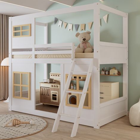 Bett Kinderbett 90x200 mit Umzäunung Holz OKMYHOME (1/5)