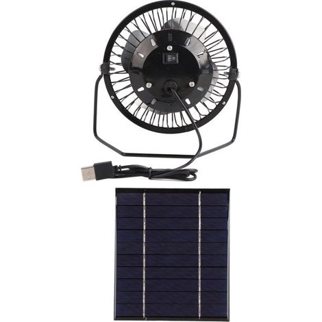 Ventilateur à panneau solaire 2.5W 5V, sortie USB, Portable, large Application, pour Camping, pêche, randonnée (1/5)